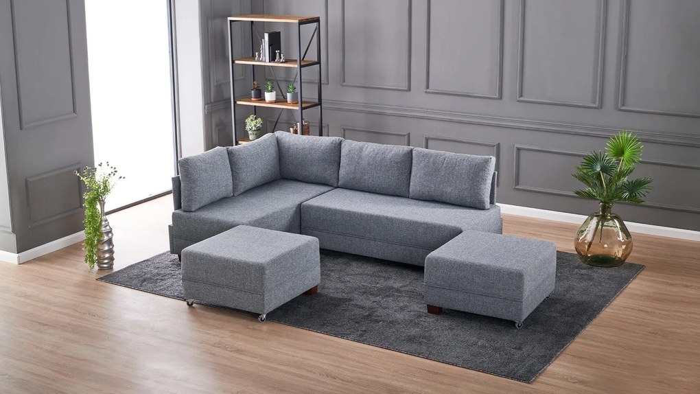 Sofá-Cama de Canto Fly – Cinzento – 210x70x280 cm