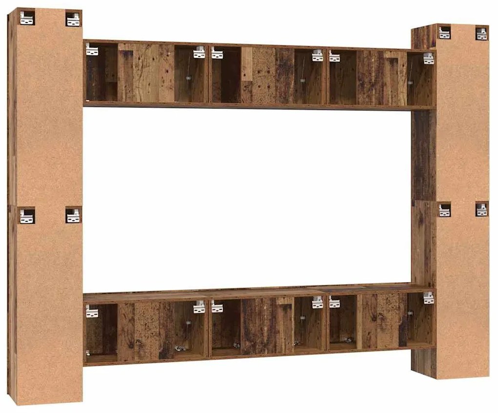 Conjunto de móvel de TV 10 pcs Madeira antiga 30.5 x 30 x 90 cm