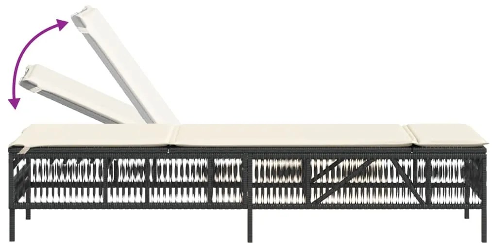 Espreguiçadeiras com almofadões 2 pcs vime PE preto