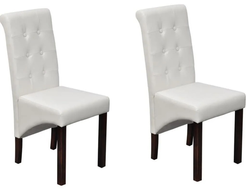 Cadeiras de jantar 2 pcs couro artificial branco