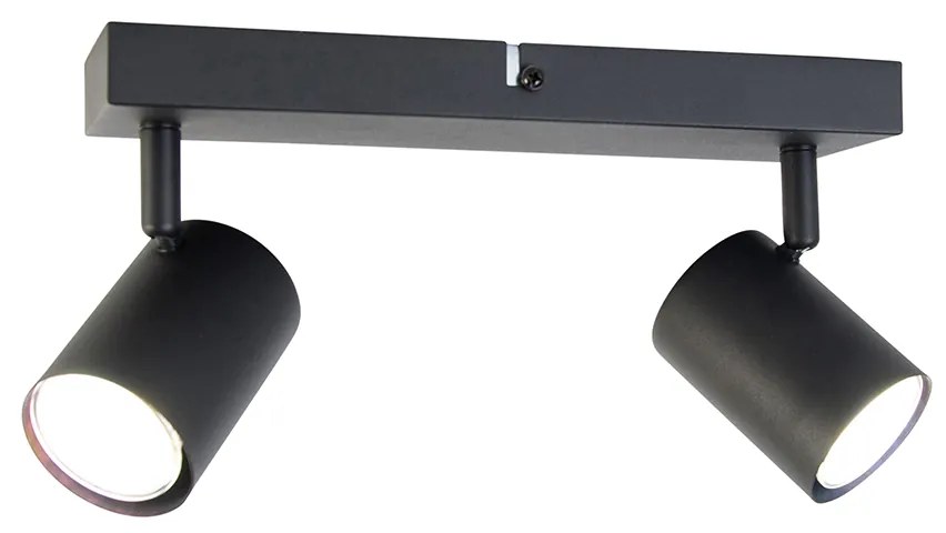 LED Candeeiro de teto inteligente retangular preto com 2 GU10 Wi-Fi - Jeana Moderno