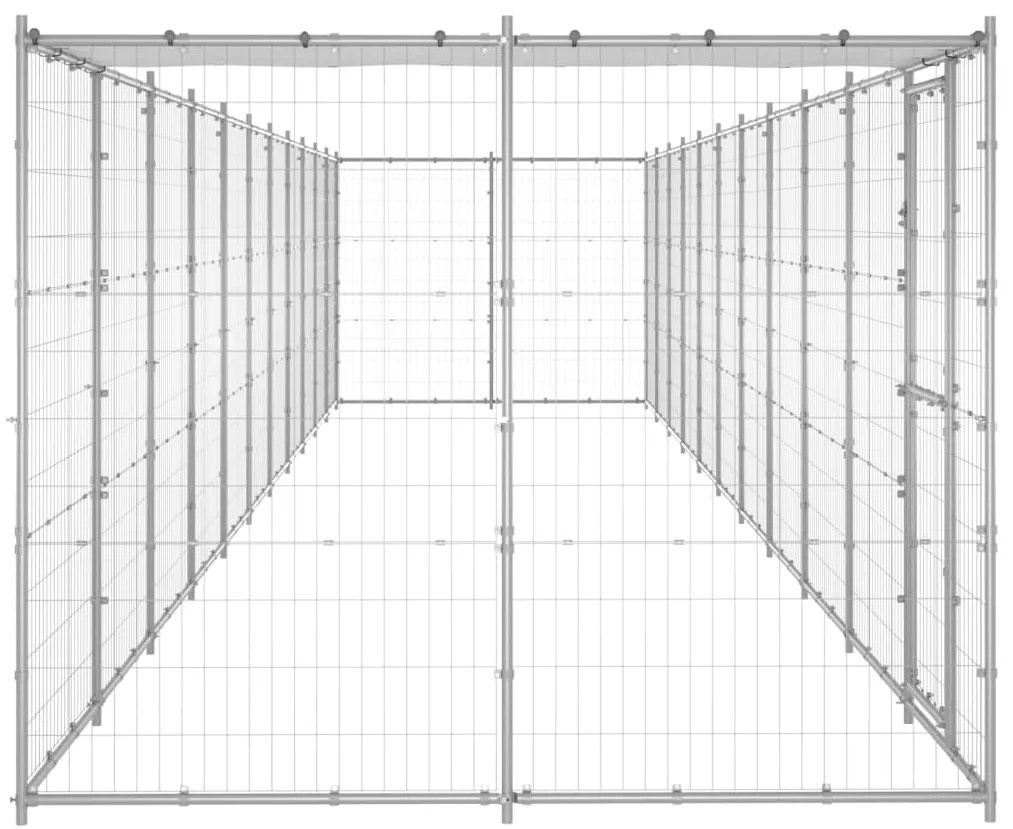 Canil de exterior com telhado 26,62 m² aço galvanizado