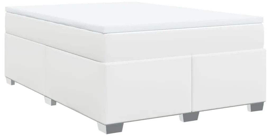 Cama com molas/colchão 140x200 cm couro artificial branco