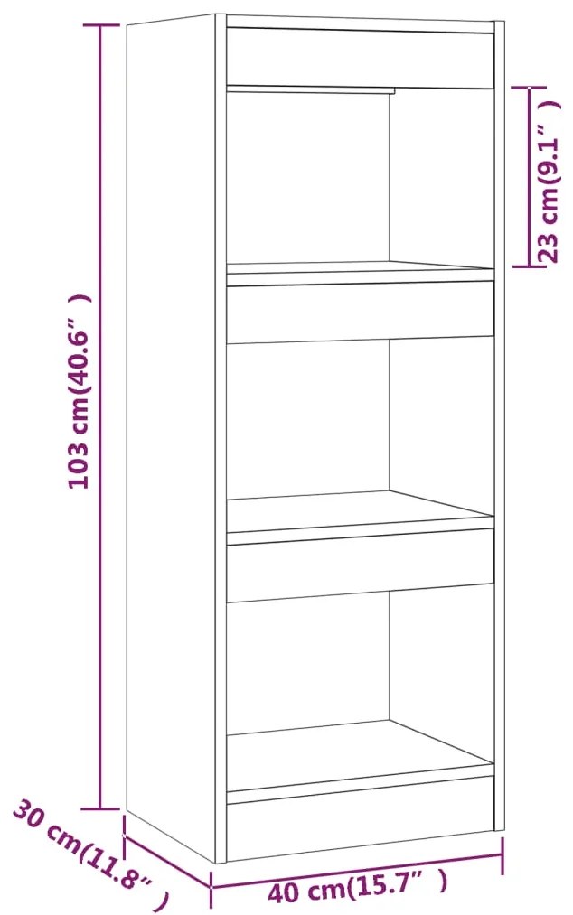 Estante/divisória 40x30x103 cm contraplacado cor sonoma cinza