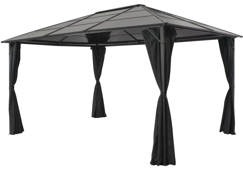 Gazebo com cortinas alumínio 4x3x2,6 m preto