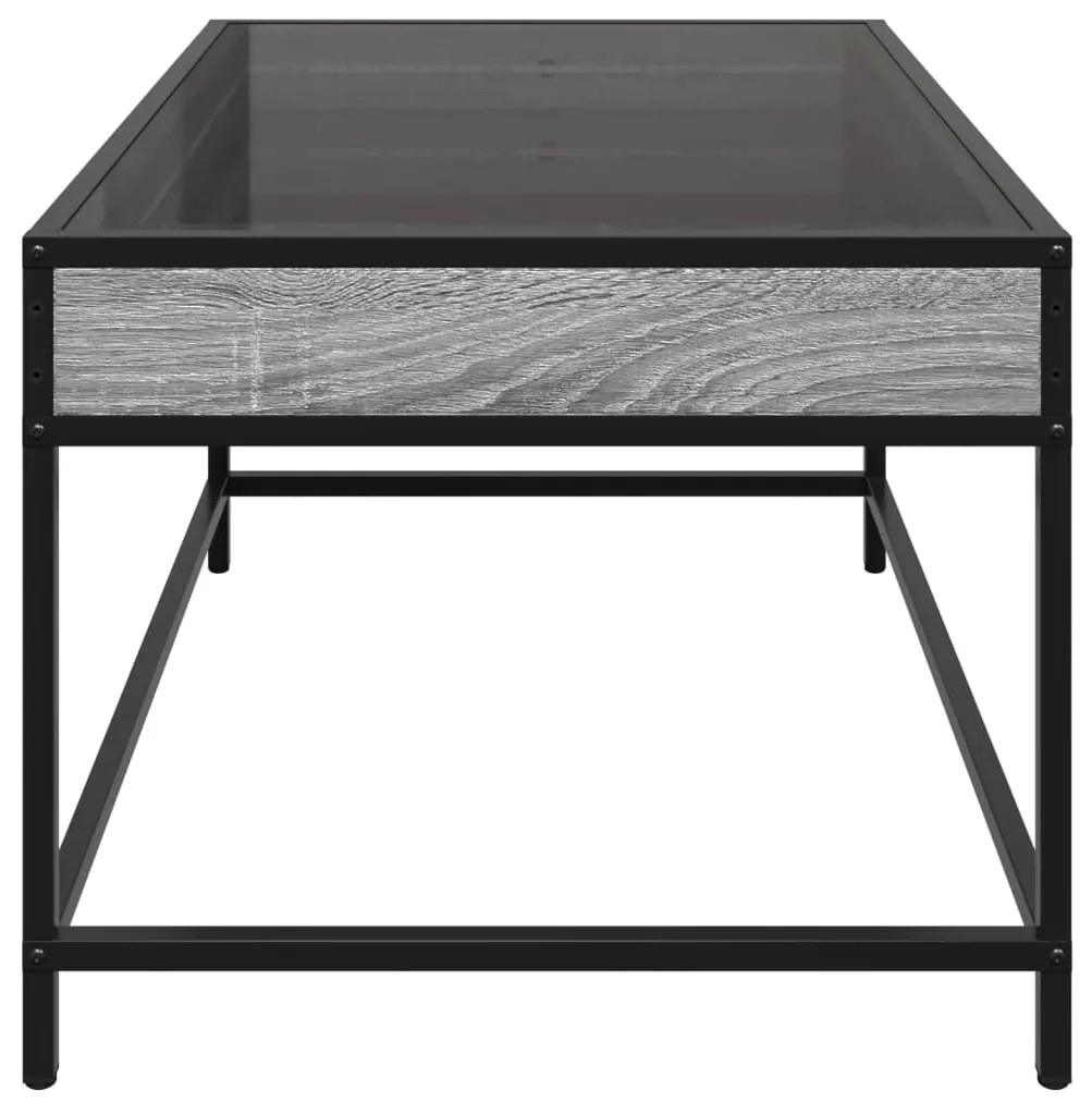 Mesa de centro luzes LED Infinity 70x50x41 cm cinzento sonoma