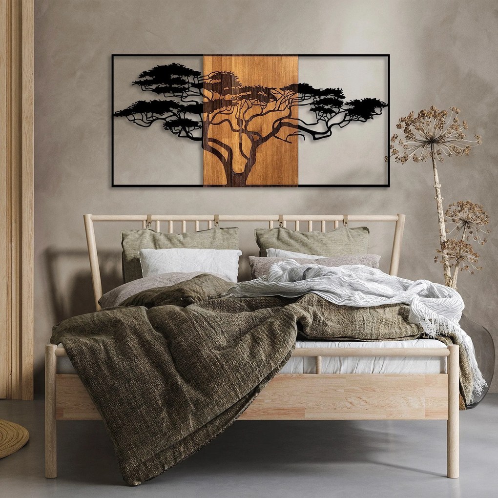 Acessório Decorativo de Parede Acácia – Preto e Nogueira – 147 x 3 x 7