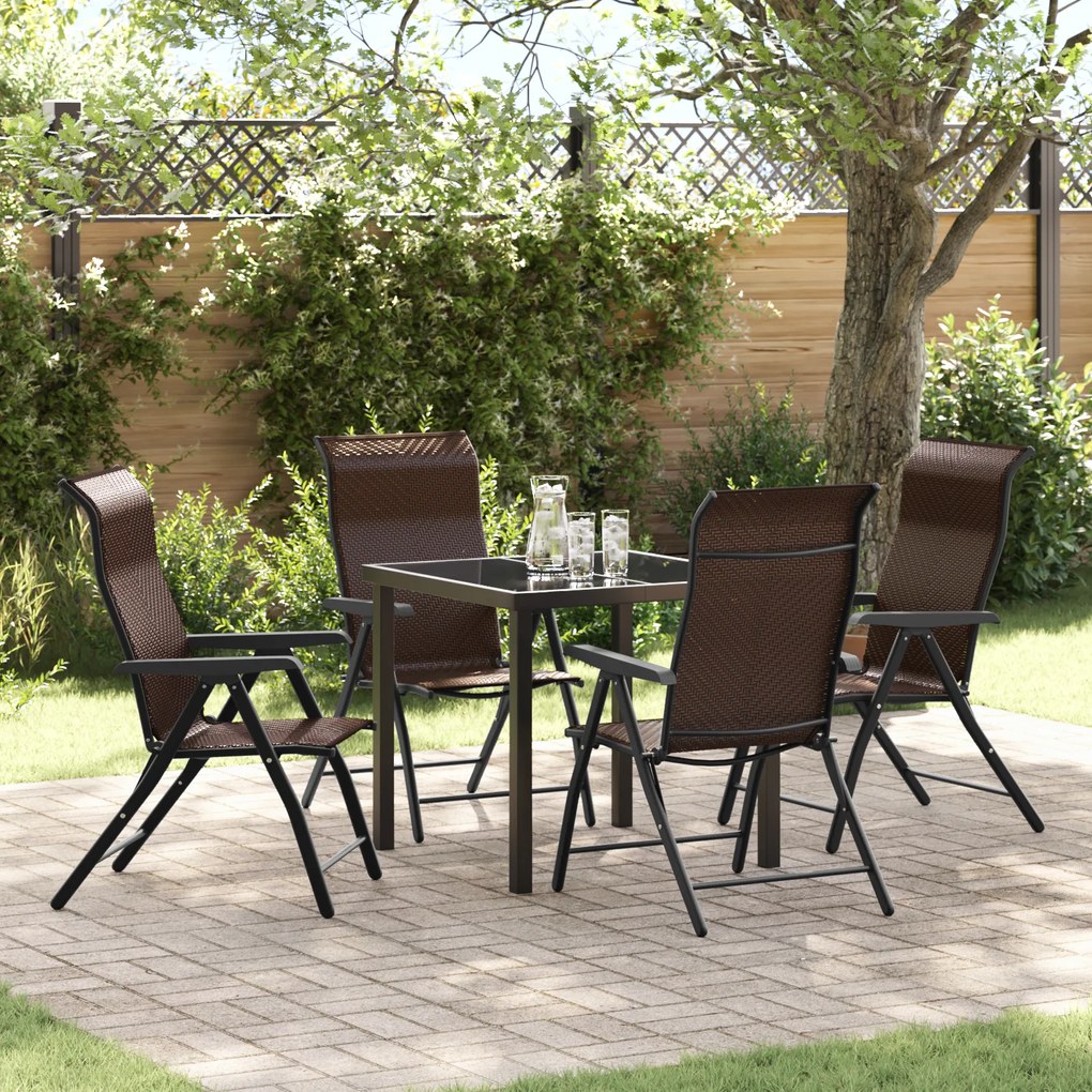 vidaXL Conjunto de Jantar Jardim 5 Peças Castanho Vime PE