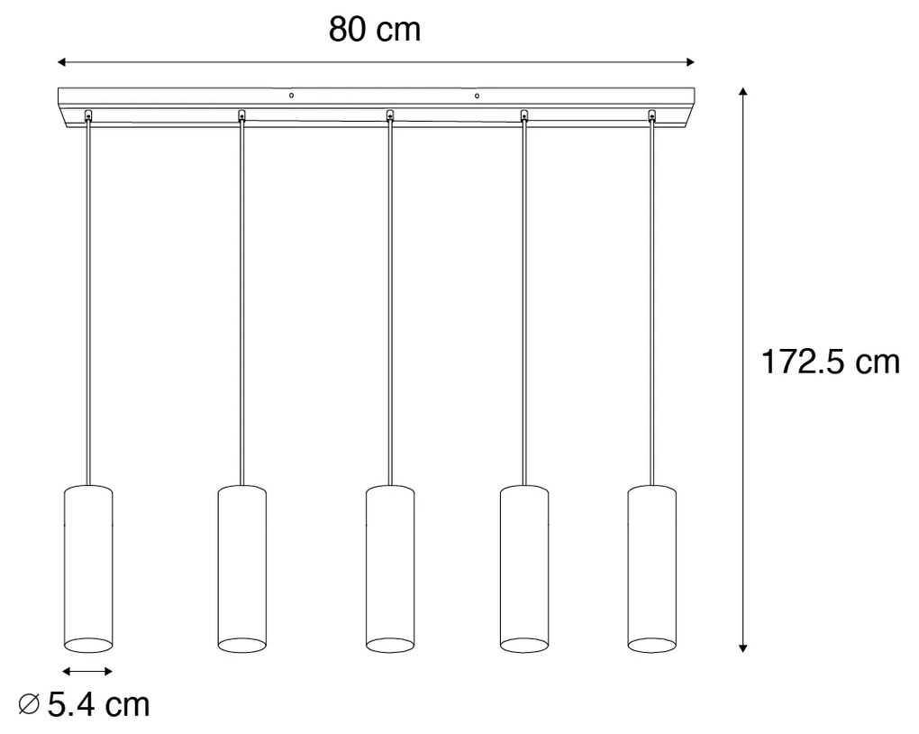 Candeeiro de suspensão moderno preto com madeira 5-luzes - Jeana Moderno,Industrial