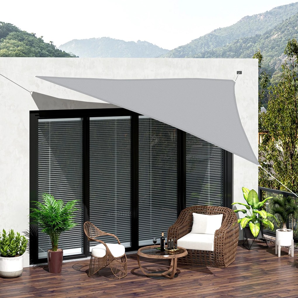 Outsunny Vela de Sombra Triangular 5x5x5 m Toldo Vela de Poliéster com