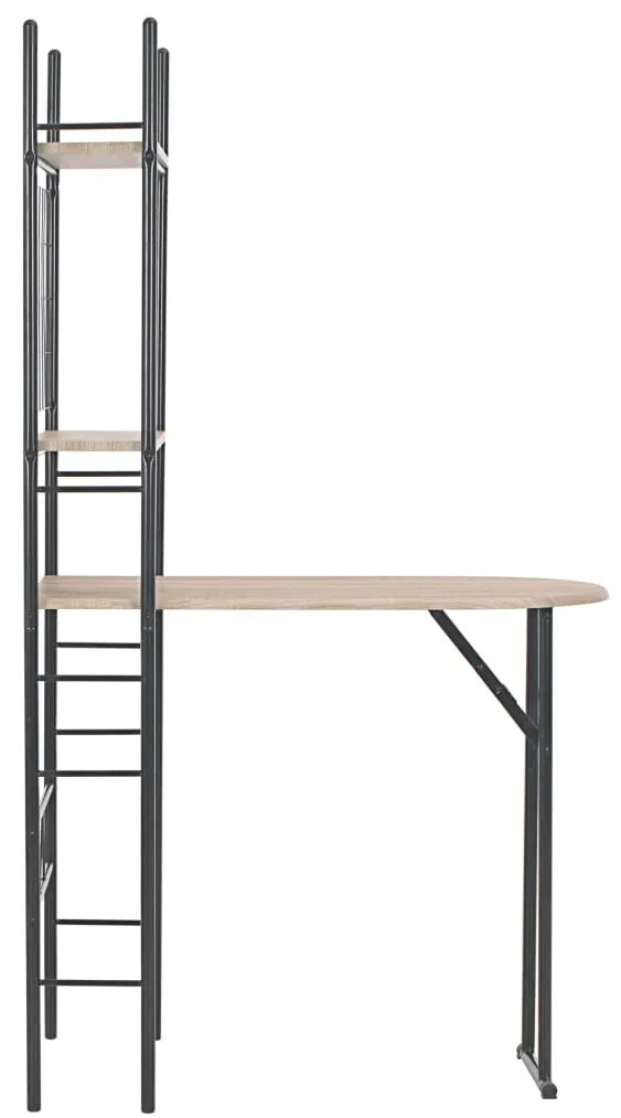3 pcs conjunto jantar dobrável c/ prateleira MDF e aço