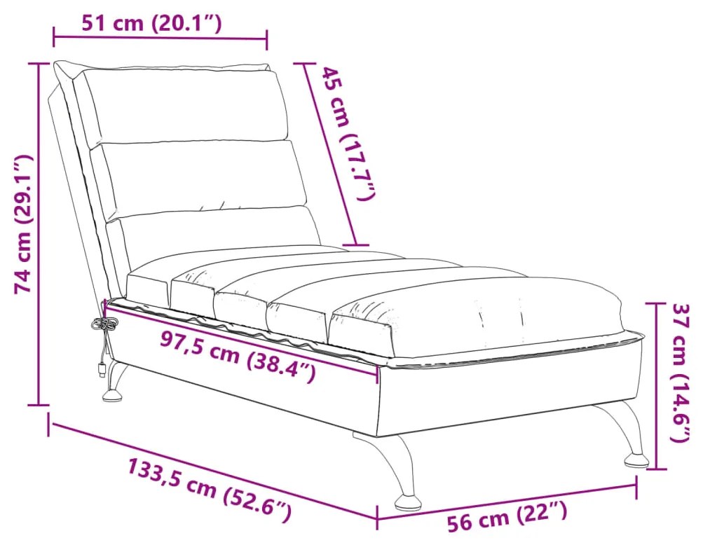 Chaise lounge de massagem com almofadões tecido azul