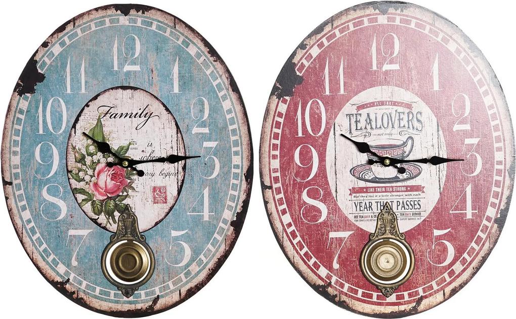Relógio de Parede DKD Home Decor Pêndulo Ferro Madeira MDF (2 pcs) (32 x 5 x 40 cm)