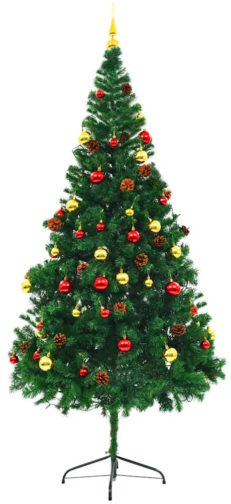 Árvore de Natal artificial pré-iluminada + enfeites 210cm verde