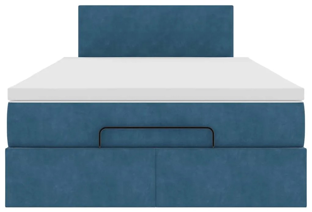 Estrutura de cama otomana colchão 120x200 cm veludo azul escuro