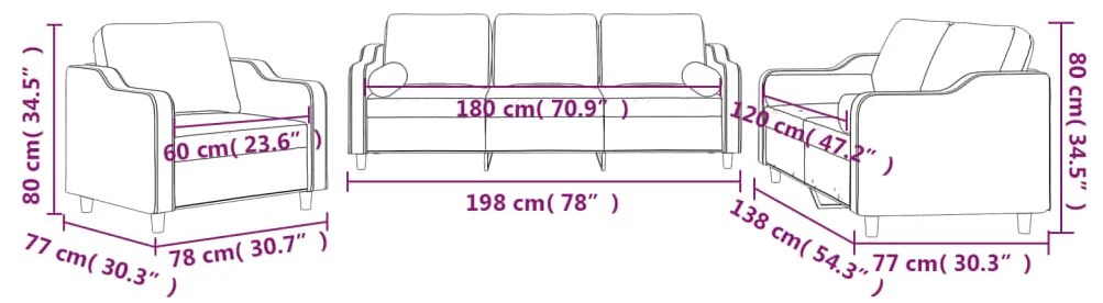 3 pcs conjunto de sofás com almofadas tecido preto