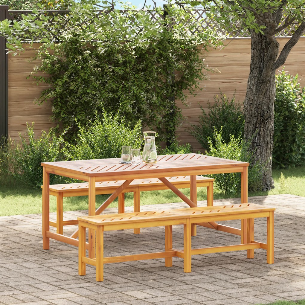 vidaXL Conjunto de Jantar Jardim 3 Peças Madeira Sólida Acácia