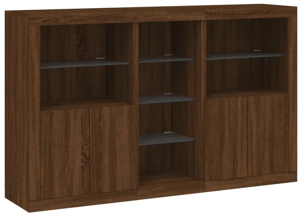Aparador com luzes LED 162x37x100 cm carvalho castanho