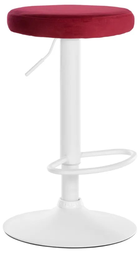 Banco de bar Ponte em veludo e com estrutura branca 38,5 x 60-81 x 38,5 cm Vermelho