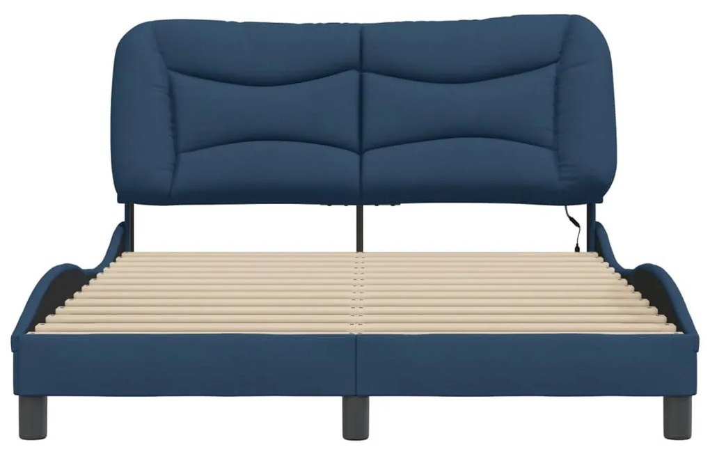 Estrutura de cama com LED sem colchão 120x200 cm tecido azul