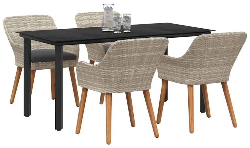 Conjunto de sala de jantar 5 pcs Cinza claro e preto