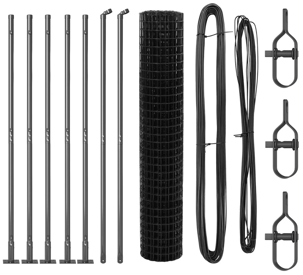 Cerca Euro com 7 Postes Flangados 1.4x10 m Aço Galvanizado