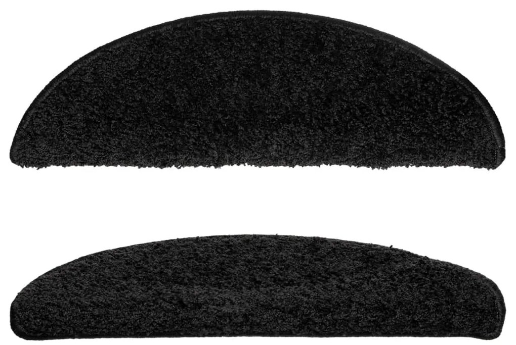 Tapetes de escada 15 pcs 56x17x3 cm preto