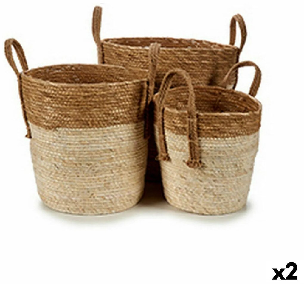 Conjunto de Cestos Castanho Natural Palha (2 Unidades)