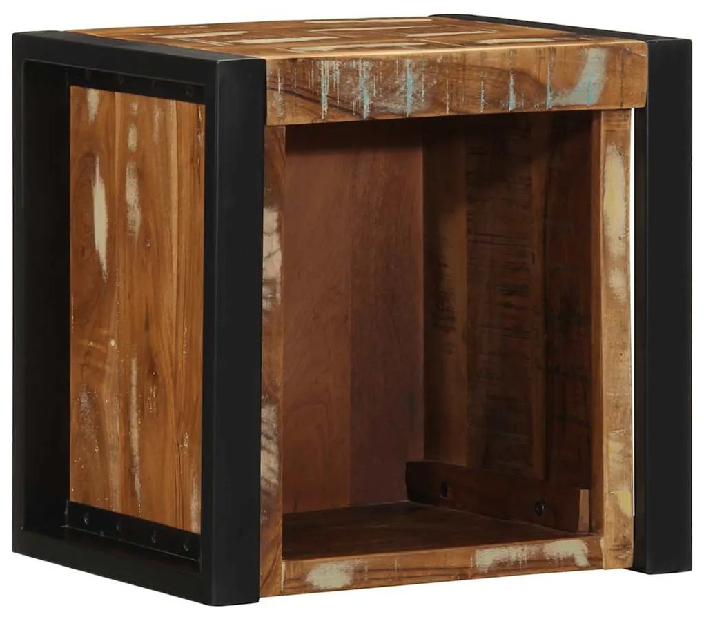 Mesa de cabeceira multicor 40x35x40cm madeira maciça recuperada
