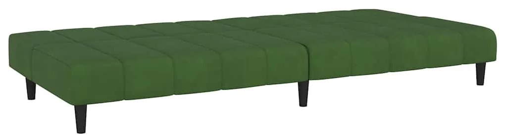 Sofá-cama de 2 lugares veludo verde-escuro