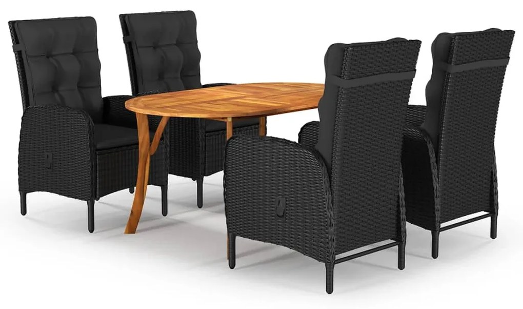 vidaXL 5 pcs conjunto de jantar para jardim preto