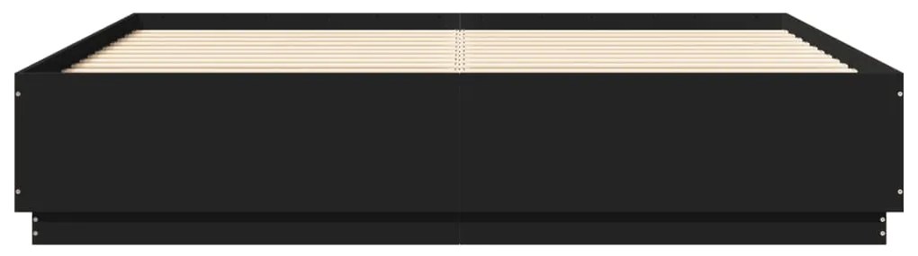 Estrutura cama c/ luzes LED 180x200 cm derivados madeira preto