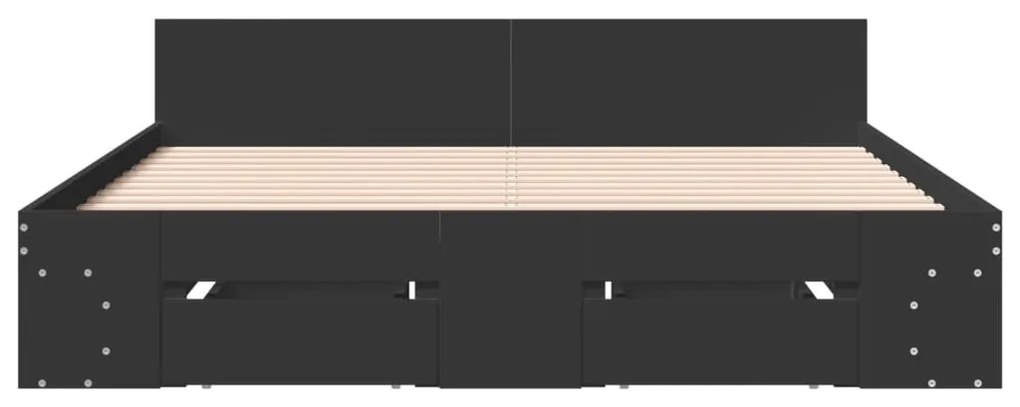 Estrutura de cama c/ gavetas 140x200 cm derivados madeira preto