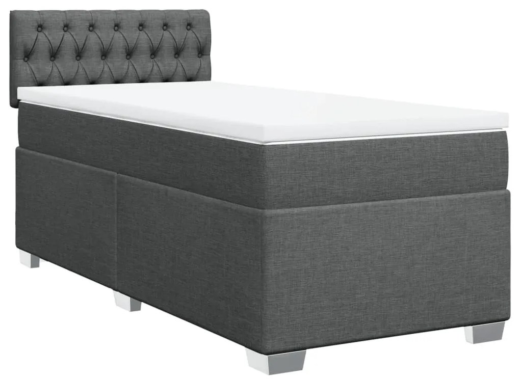 Cama com molas/colchão 90x200 cm tecido cinzento-escuro
