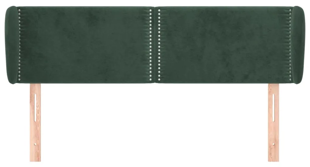 Cabeceira de cama c/ abas veludo 147x23x78/88cm verde-escuro