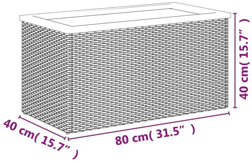 Vaso/floreira 80x40x40 cm vime PE preto