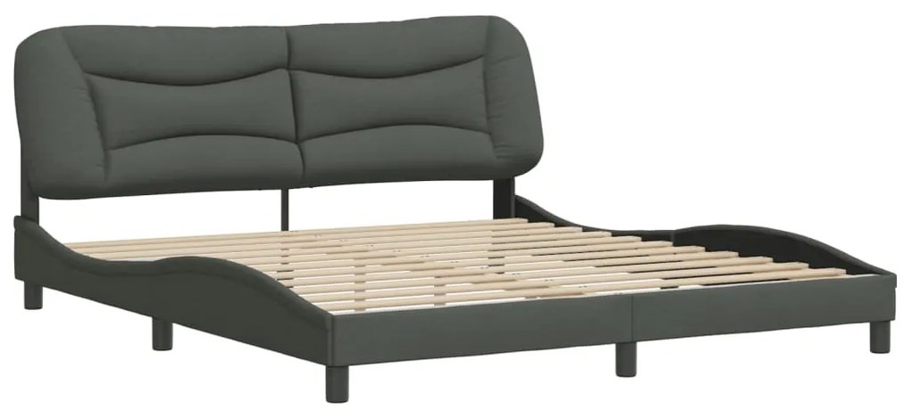Estrutura de cama sem colchão 180x200 cm tecido cinzento-escuro