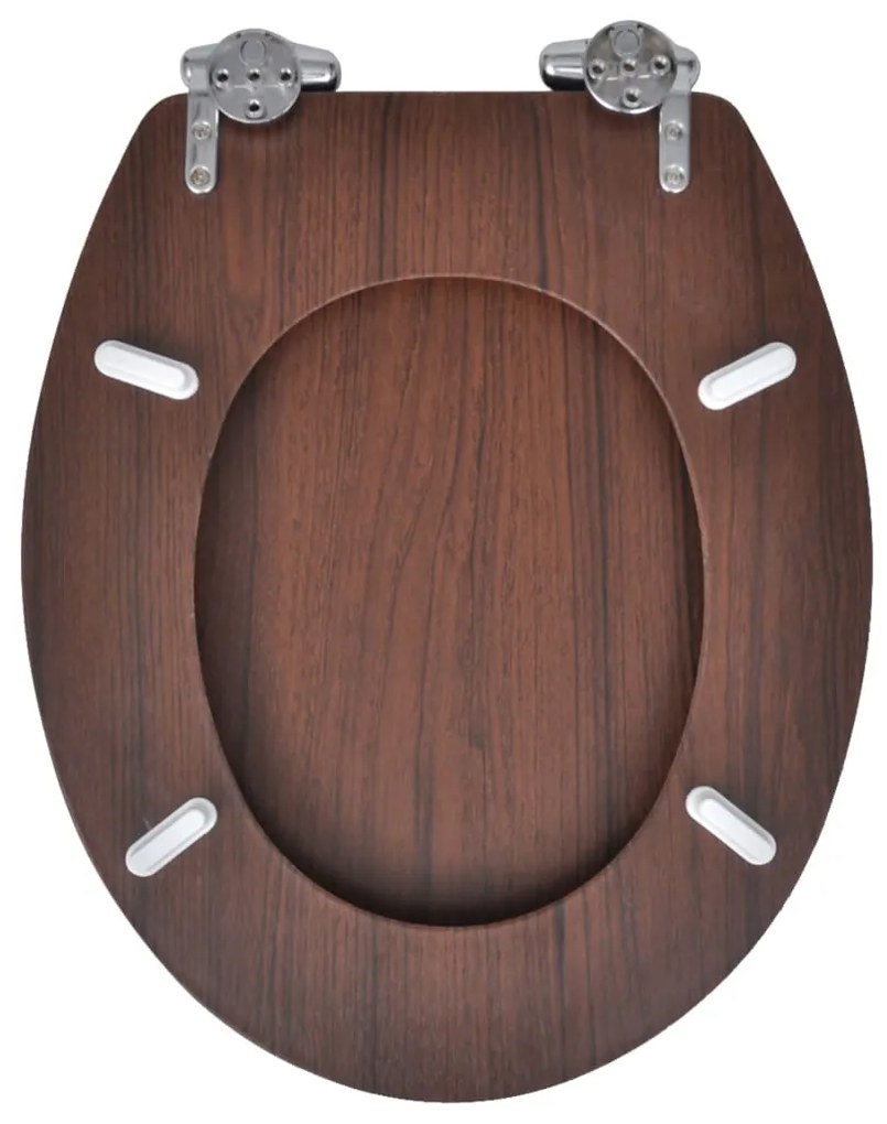 Assentos de sanita com tampas de fecho suave 2 pcs MDF castanho