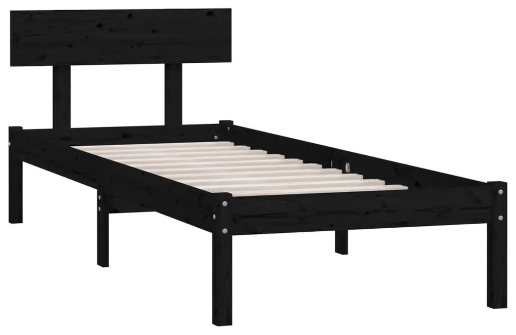 Estrutura de cama 100x200 cm pinho maciço preto