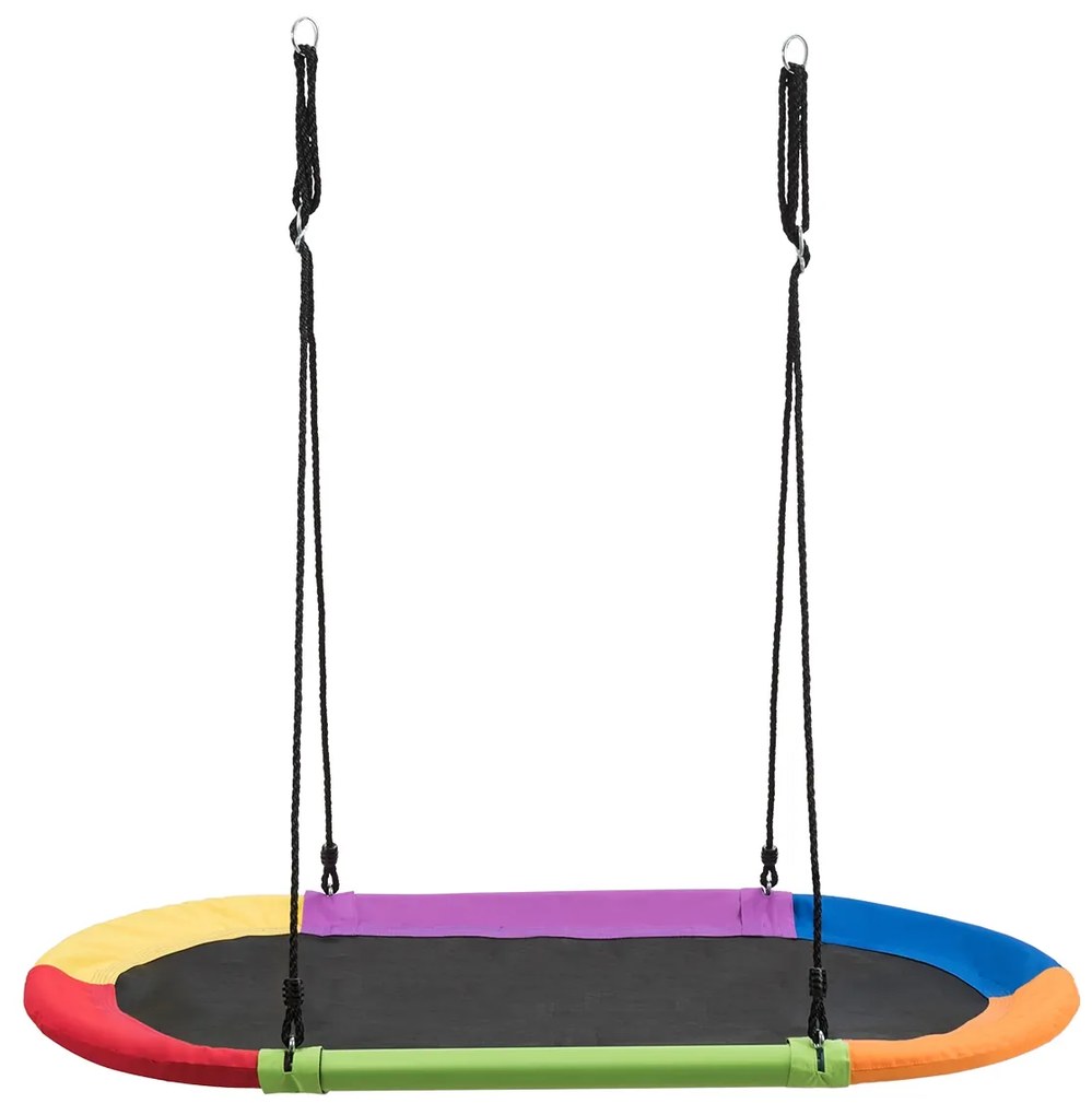 Baloiço Infantil Oval com Cordas Multicamadas Ajustáveis em Altura para Crianças Adultos para Jardim150 x 80 cm Multicor