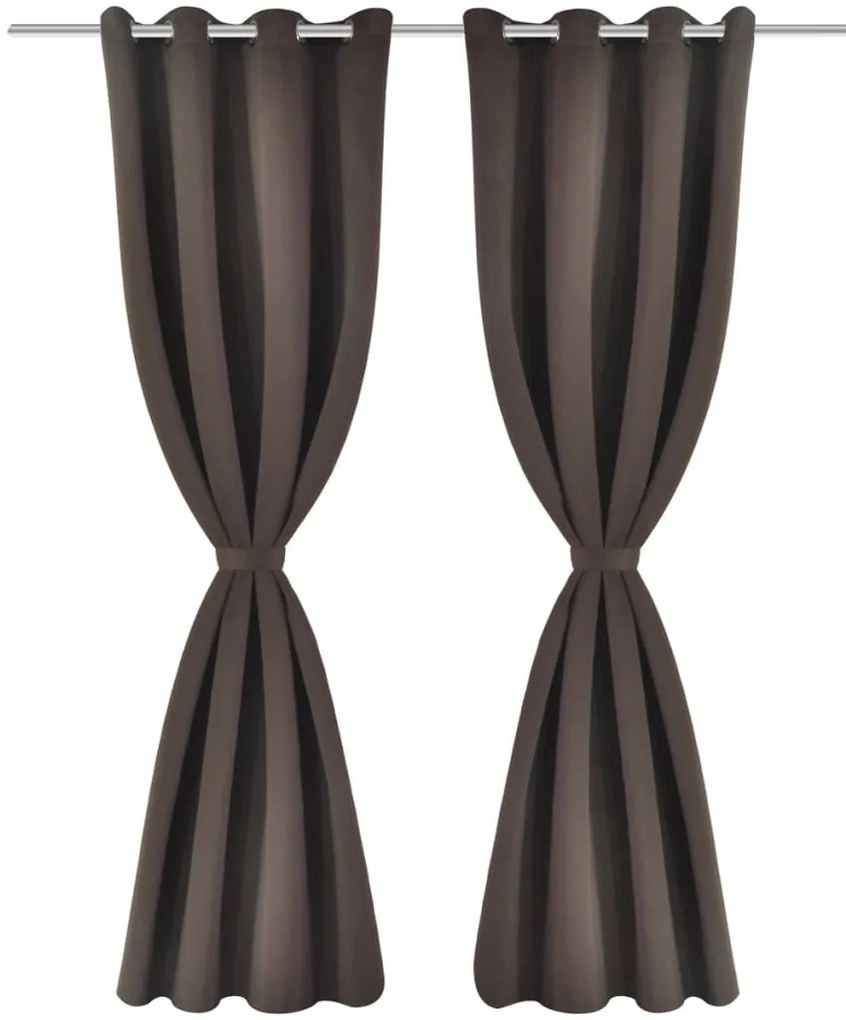 Cortinas blackout 2 pcs com ilhós de metal 135x175 cm castanho