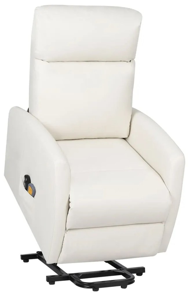 329633 vidaXL Poltrona de massagens elevatória couro artificial cor creme