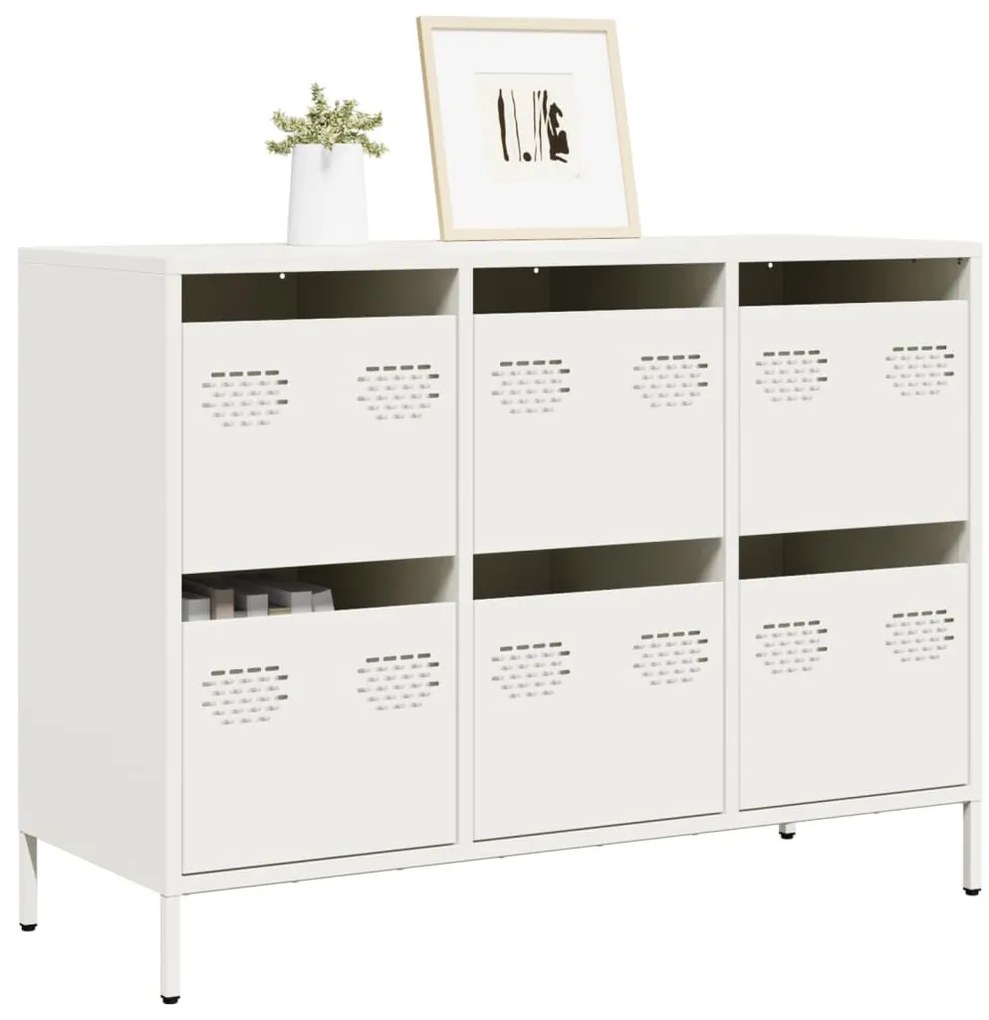 vidaXL Aparador 101,5x39x73,5 cm aço laminado a frio branco