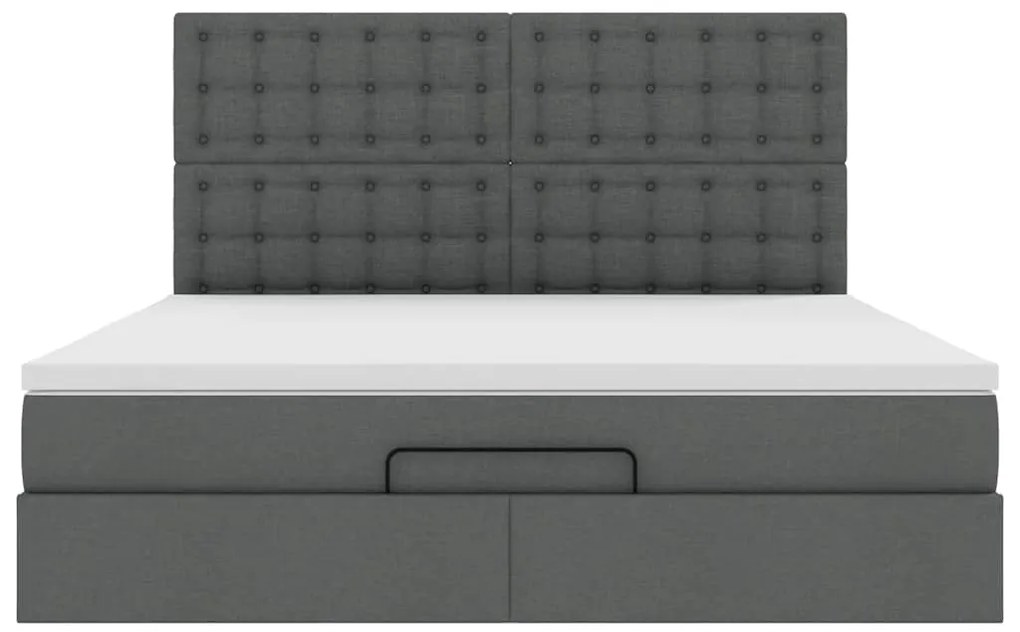 Estrutura de cama otomana com colchão 180x200cm cinzento escuro