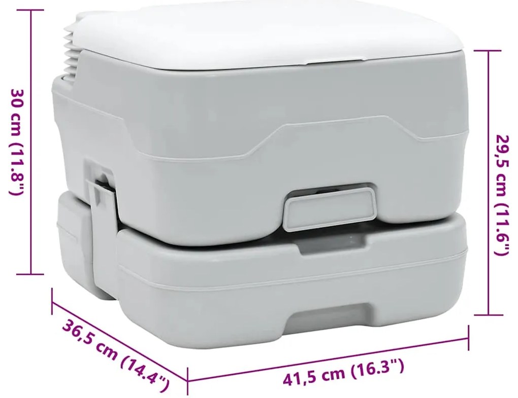 Vaso Sanitário Portátil vidaXL Cinza e Branco em Plástico 10 L
