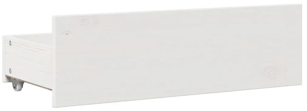 Cama sem colchão com gavetas 180x200 cm pinho maciça branco