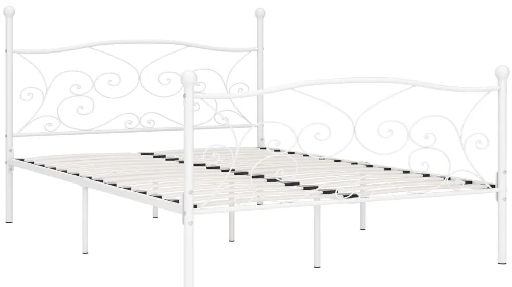 Estrutura de cama com estrado de ripas 140x200 cm metal branco