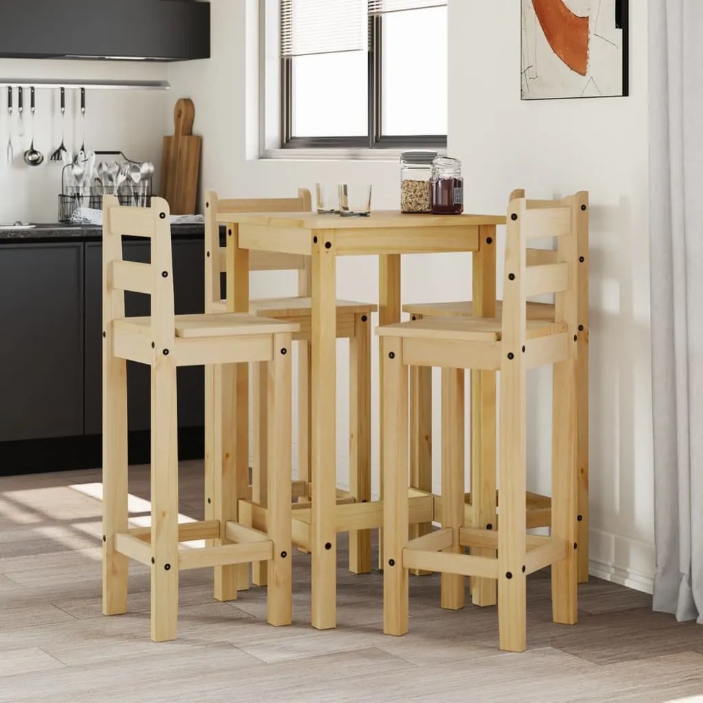 vidaXL 5 pcs conjunto de bar pinho maciço
