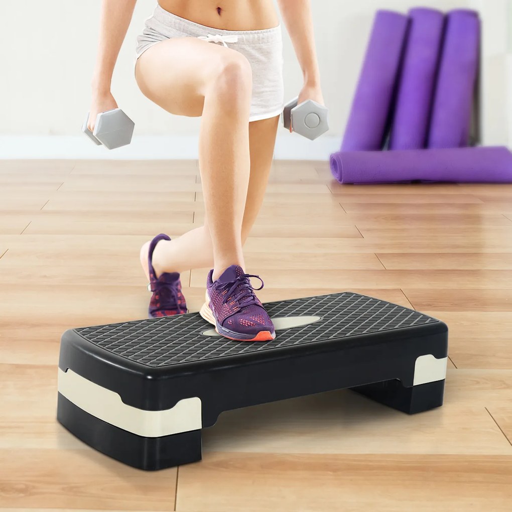 ® Plataforma Step para Desporto com Altura Regulável a 2 níveis de carga 150 KG