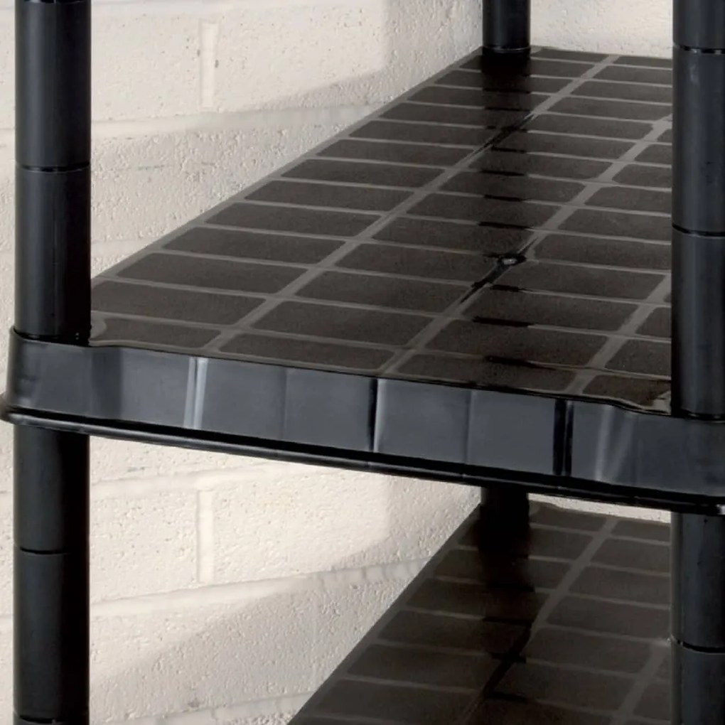 Unidade com 5 prateleiras 91,5x45,7x185 cm plástico preto